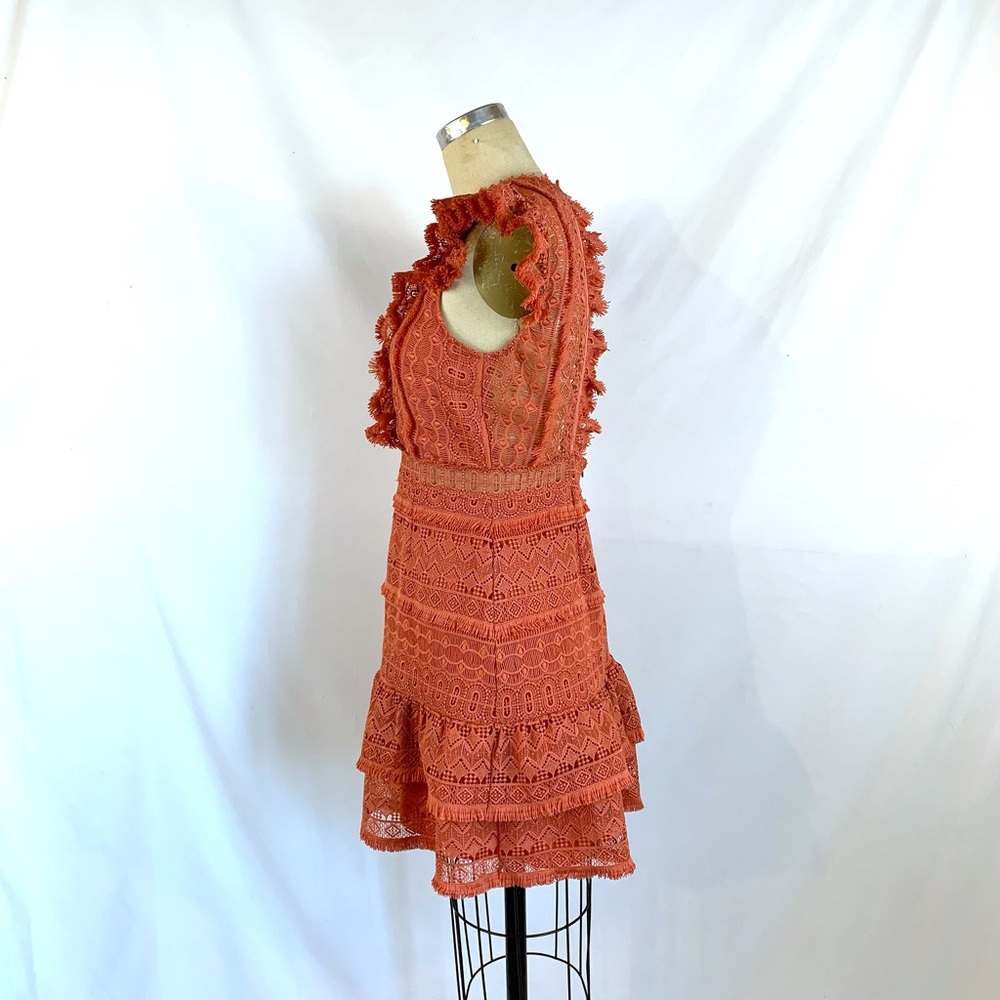 Saylor Boho Ruffled Lace Dress M - Picture 6 of 9